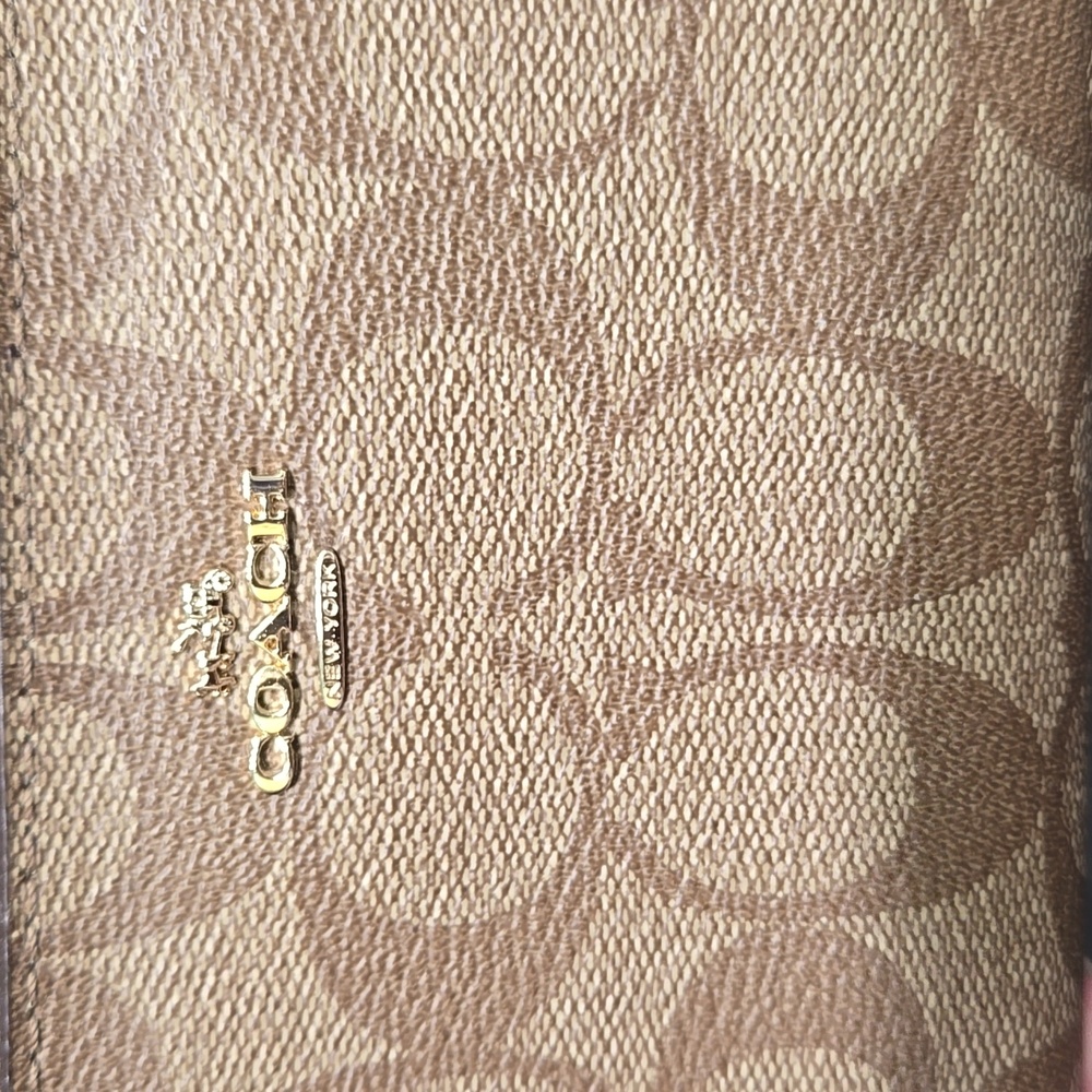 Coach Tan/Brown Signature Zip Wallet Wristlet - Picture 11 of 16